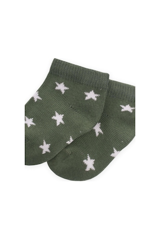 Cigit Yıldız Desenli Bebe Patik Çorabı 0-4 Yaş Haki Yeşil Haki