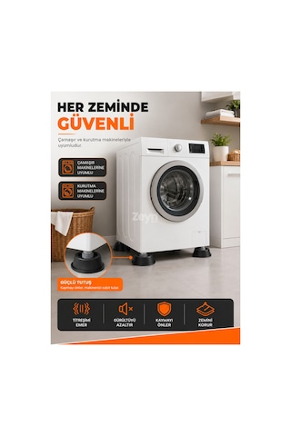 Universal Çamaşır Ve Kurutma Makinesi Titreşim Önleyici Kauçuk Ayak Takozu 4'lü Veya 8 Li Set Kaydırmaz Gürültü Azaltıcı Gri