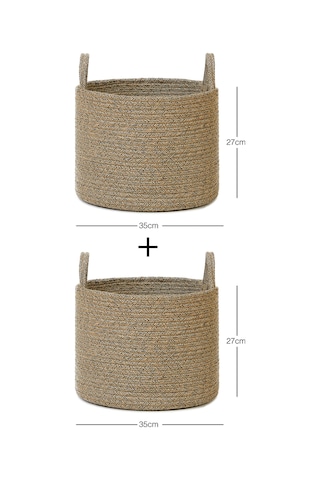 Ocean Home Textile 2'li Siyah Kırçıllı Jüt Halat Sepet Set 35 x 27 cm