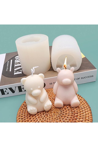 Sevimli Kutup Ayısı Kokulu Mum Kalıbı 2 Paket Ayı Kalıbı Ayı Mum Beyaz