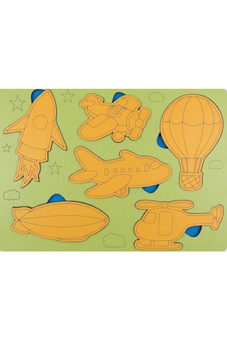 Ahşap Hava Taşıtları Puzzle Seti Montessori