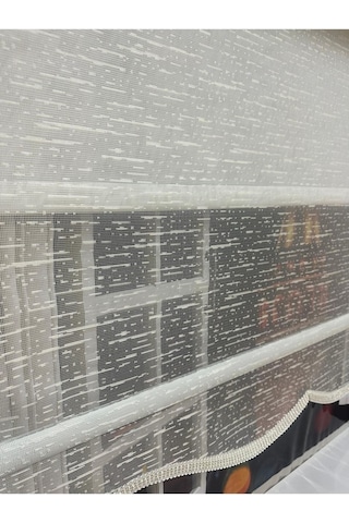 Çift Mekanizmalı Tül Ve Stor Perde - Model 8 Beyaz