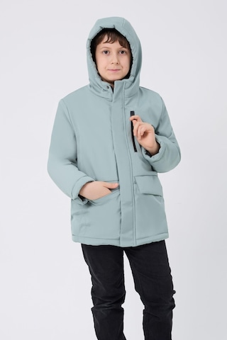 Spor Erkek Spor Çocuk Kürklü Su Ve Rüzgar Geçirmez Kapüşonlu 3 Cep Mont & Kaban & Parka Mint Yeşili