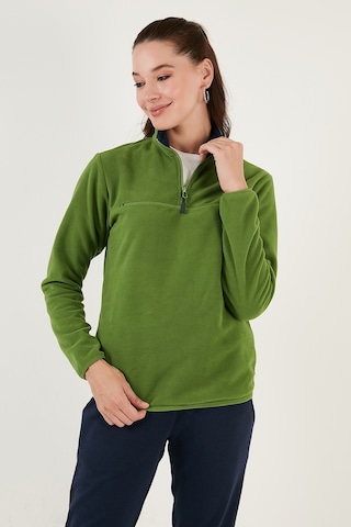 Lela Slim Fit Yumuşak Dokulu Anti-Pilling Tüylenme Yapmayan Yarım Fermuarlı Bayan Polar 5907000 Fistik Yeşil