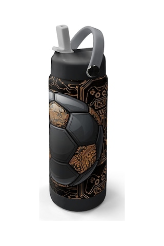 Coral High Futbol Desenli Katlanır Ağızlıklı Çelik Termos 650 Ml 38317 Siyah
