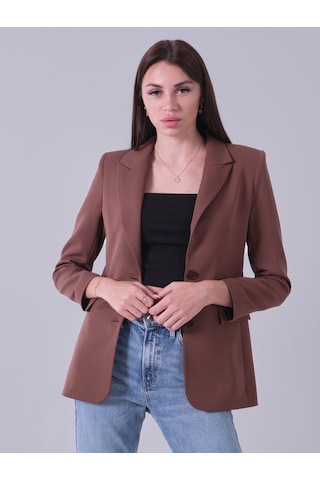 Feminist Açık Kahverengi Vatkalı Astarlı Blazer Ceket 0105110.197