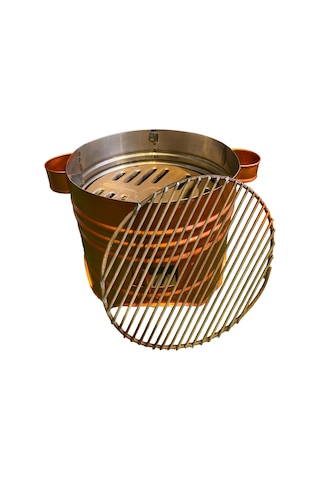 27 Cm 3 Kapaklı Bakır Boyalı Yuvarlak Mangal Altın