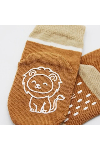 Bistyle Hayvan Figürlü Kaymaz Erkek Soket Çorap 2'li Bs10119 Hardal Hardal