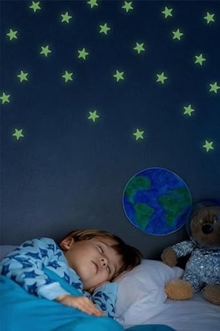 Sticker Karanlıkta Parlayan Fosforlu Ay Ve Yıldız Tasarımlı Dekoratif 50 Adet Yıldız