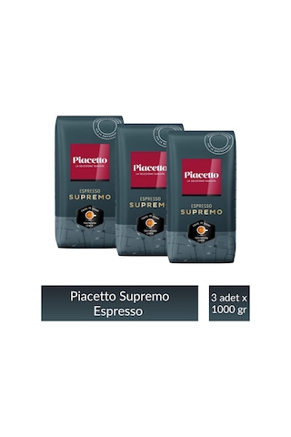 Piacetto Espresso Supremo Çekirdek Kahve 1 Kg X 3 Adet Çekirdek