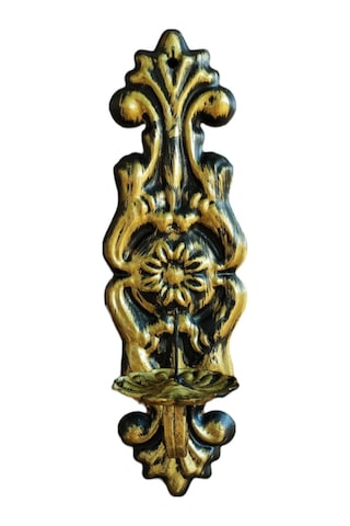 Aju Mumluk Duvar Şamdanı Aplik Ev Bahçe Balkon Ofis Dekorasyonu Özel Tasarım Hediye 31x10cm Eskitme Gold Gold