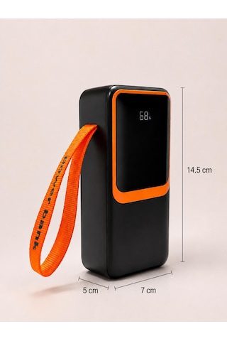 40.000mah Taşınabilir Powerbank Led Dijital Ekranl Type-c-lightning Şarj Kablosu 4 Usb Çıkış Portu Hızlı Şarj Siyah - Siyah