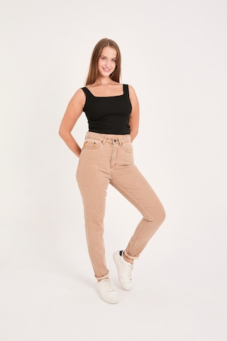 Kadın Denim Pantolon Açık Kahverengi