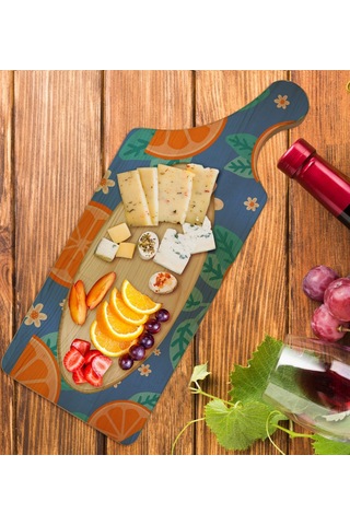 Bk Gift Portakal Tasarımlı Dikdörtgen Şeklinde Doğal Ahşap Servis Ve Sunum Tabağı Model 1