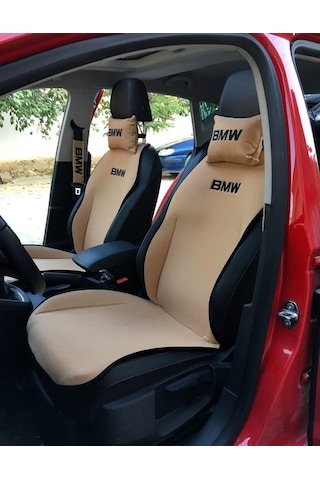 Bmw Nakışlı Ön İkili Oto Koltuk Minderi 2 Adet Boyun Yastığı 2 Ad
