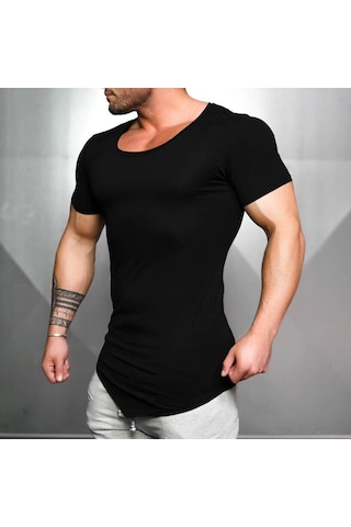 Siyah Muscleguys Fitness Spor Tişört Kas Yelek Erkek Yüksek Elastik Eğitim Kısa Kollu Hafif Nefes Alabilen Spor Salonu Vücut Geliştirme Tişörtü