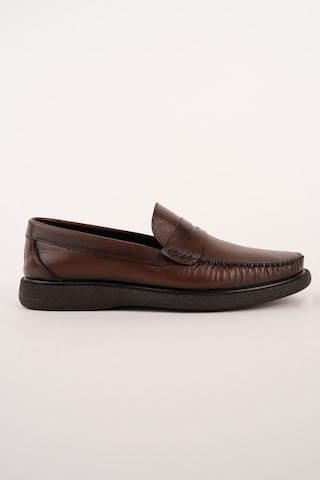 Muggo Gentz Hakiki Deri Rahat Taban Erkek Günlük Klasik Loafer Ayakkabı Kahverengi