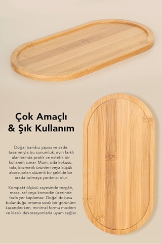 2 Adet Oval Bambu Sunumluk - Yağdanlık Altlığı Sabunluk Standı Kahvaltı Sunum Tabağı Servis Tepsisi Diğer