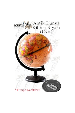 Dünya Küresi Antik 10 Cm Siyasi 1 Paket Masaüstü Coğrafya Dünya Küresi Sınıf Eğitim Kalemtraşlı Dekor