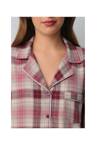 Suwen Siamore Gömlek Yaka Pijama Takımı Wsh10510111651 Pembe