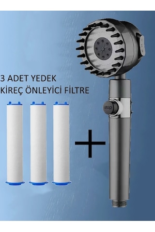 Masajlı 3 Fonksiyonlu Filtreli El Duşu Antrasit + Yedek 3 Adet Filtre Antrasit Masajlı 3 Fonksiyonlu Filtreli El Duşu Antrasit + Yedek 3 Adet Filtre Antrasit
