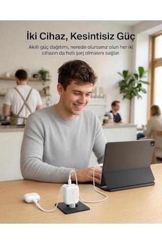 Belkin Ultracharge 45 W Gan Şarj Aleti, 0,8 M Geri Çekilebilir Usb-c Kablo İle, Beyaz