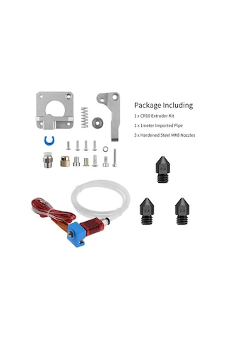 Fortunelane 24v Cr10 Metal Extruder, Uzay Gri, 1m İthal Ptef Boru + 3 Çelik Mk8 Nozzle - Ender 3/5/pro, Cr 20/pro Uyumlu