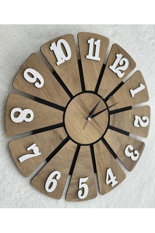 Ümra Lazer Yeşil Dekoratif Ahşap Duvar Saati 40 Cm Sessız Akar Mekanizma Geometrik 40 Cm Yuvarlak Reçine Ahşap