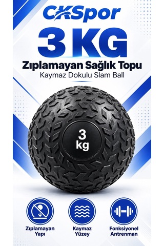 Ckspor 3 Kg Zıplamayan Sağlık Topu Slam Ball Crossfit Fitness Fonksiyonel Antrenman Ağırlık Topu