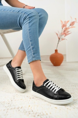 Nesil Shoes Syg P55 Siyah Hakiki Deri Kadın Ayakkabı-siyah Siyah