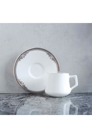 Evaliza Versailles Platin Double 12 Parça 6 Kişilik Kahve Fincan Takımı 130 Ml Platin