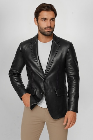 Derije Diego Hakiki Deri Erkek Punto Dikişli Blazer Ceket