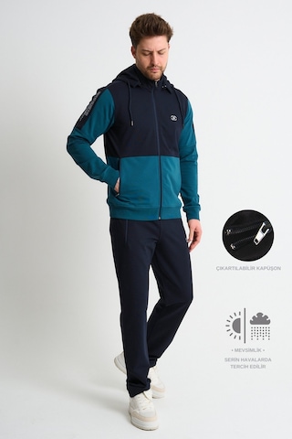 Shooter Sportswear Shooter Premium Erkek Eşofman Takımı Mevsimlik Kapüşonlu Rahat Kalıp Petrol Mavisi