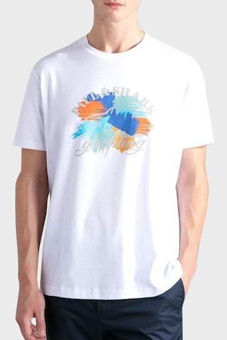 Paul & Shark Erkek T Shirt 24411013 010 Beyaz Beyaz