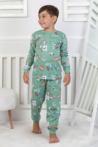 Zuzunga Computer Game Desenli Erkek Çocuk Pijama Takımı Yeşil