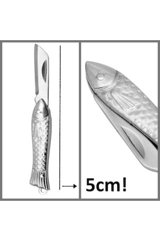 Omeniv'den 5cm Balık Saplı Mini Kamp Çakı Anahtarlık Açık Gri