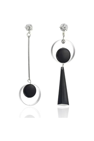 Moveevo Altın Renkli合金材质 Uzun Tek Çubuk Asimetrik Minimalist Geometrik Küpe Gold