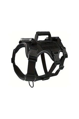 Honeybeeshop Siyah Xl Ağır Hizmet Köpek Taktik Koşum Takımı - Konforlu Göğüs Kayışı İle Ayarlanabilir Eğitim Ekipmanı Aktif Köpekler İçin Altın