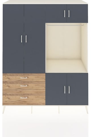 Kronos Gardrop 7 Raflı 3 Çekmeceli Tek Askılı 176x59x221 Aytaşı-antrasit/çam Antrasit/çam