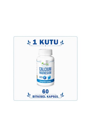 Calcium Magnesium 60 Bitkisel Kapsül Kalsiyum Magnezyum Takviye Edici Gıda