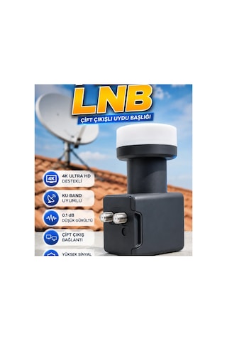 Twin Ku Band Lnb 2 Çıkışlı 4k Ultra Hd Uyumlu 0.1 Db Uydu Lnb
