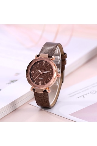 Vkemall Bayanlar İçin Pembe Deri Kordonlu Akıllı Saat - Kuvars Hareketli, Zarfıyla Uyumlu, Günlük Ve Parti Etkinlikleri İçin Dekoratif Diğer