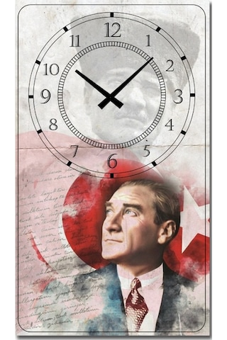 Decorıta Cam Saat | Atatürk Desen Çok Renkli