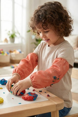 Sıvı Geçirmez Lastikli Bebek Mama Beslenme Kolluğu Seti Çocuk Aktivite Etkinlik Kol Kılıfı Love