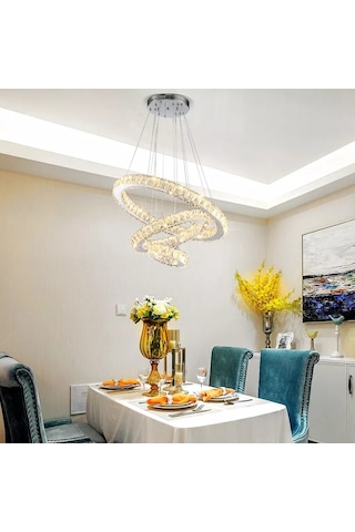 Alfa Kristal Taşlı 40 Lık Led Modern Salon Avize