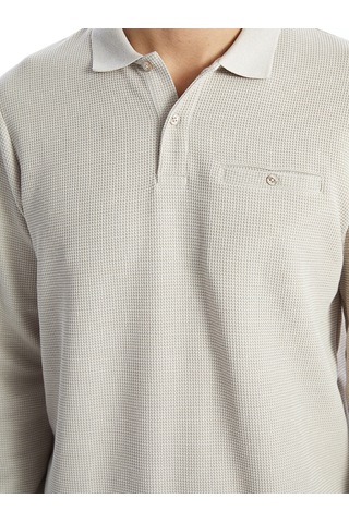 Lcwaıkıkı Classic Bej Polo Yaka Uzun Kollu Erkek Sweatshirt