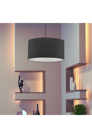 Dekoratif Mini Tekli Kumaş Sarkıt Hol Mutfak Çalışma Odası Avize Antrasit Anrasit