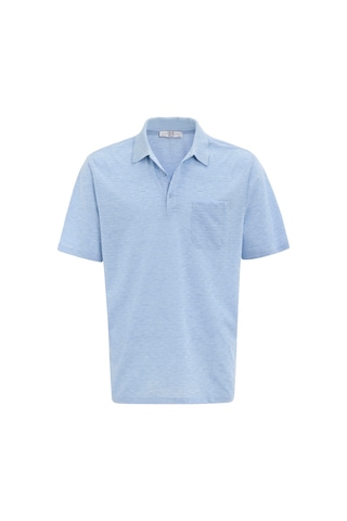 Süvari Saks Mavi Regular Armürlü Polo Yaka Tişört-37195 Saks Mavi