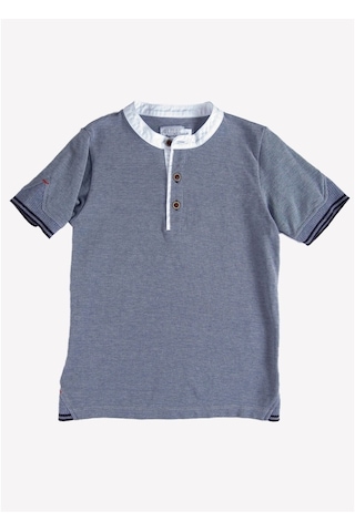 Organik Polo Yaka Erkek Çocuk T-Shirt Mavi