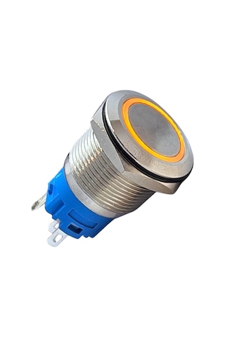 E82 19mm Metal Buton Yaylı 12-24v Turuncu Led 1no/1nc